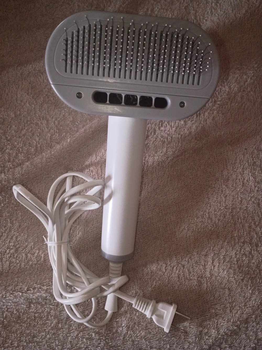 Handheld White Pet Grooming Dryer with Brush Head